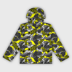 Ветровка с капюшоном женская Шестиугольная текстура желтого камуфляжа, цвет: 3D-черный