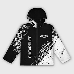 Ветровка с капюшоном женская Шевроле: следы от шин, цвет: 3D-черный