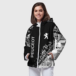 Ветровка с капюшоном женская Пежо: следы от шин, цвет: 3D-белый — фото 2