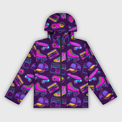 Ветровка с капюшоном женская Ретро 80 атрибутика, цвет: 3D-черный