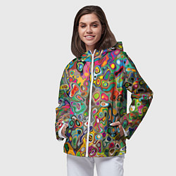 Ветровка с капюшоном женская Абстрактные пятна, цвет: 3D-белый — фото 2