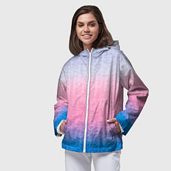 Ветровка с капюшоном женская Tie-dye color gradient: pink-blue, цвет: 3D-белый — фото 2
