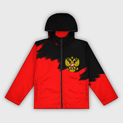 Ветровка с капюшоном женская Россия красные краски, цвет: 3D-черный