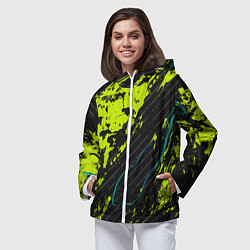 Ветровка с капюшоном женская Абстрактный узор с концепцией, цвет: 3D-белый — фото 2