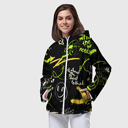 Ветровка с капюшоном женская Неоновый смайл, цвет: 3D-белый — фото 2