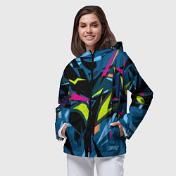 Ветровка с капюшоном женская Настоящая абстракция, цвет: 3D-черный — фото 2