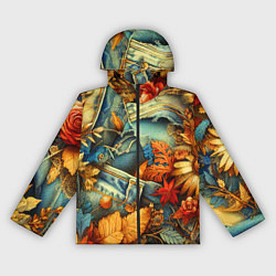 Ветровка с капюшоном женская Композиция из цветов и рваной джинсы - нейросеть, цвет: 3D-черный