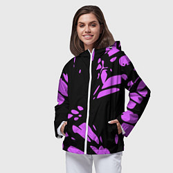 Ветровка с капюшоном женская Фиолетовая абстракция, цвет: 3D-белый — фото 2