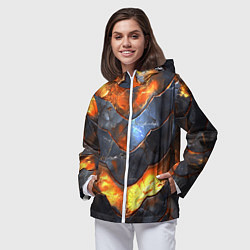 Ветровка с капюшоном женская Горящая чешуя, цвет: 3D-белый — фото 2