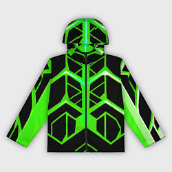 Ветровка с капюшоном женская Green lines on a black background, цвет: 3D-черный