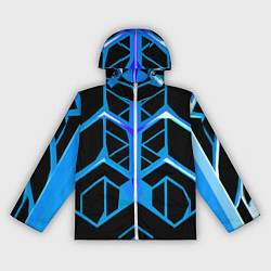Ветровка с капюшоном женская Blue lines on a black background, цвет: 3D-белый