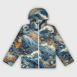 Ветровка с капюшоном женская Абстрактная композиция - нейросеть, цвет: 3D-белый