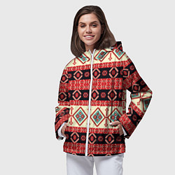 Ветровка с капюшоном женская Этнический геометрический узор, цвет: 3D-белый — фото 2
