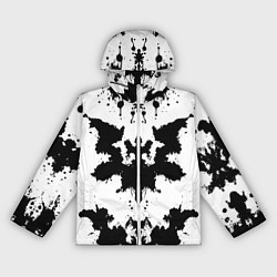 Ветровка с капюшоном женская Психоделический тест Роршаха, цвет: 3D-белый