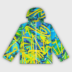 Ветровка с капюшоном женская Желто-зеленое граффити, цвет: 3D-белый