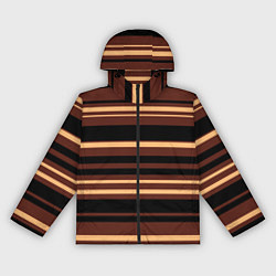 Ветровка с капюшоном женская Полосатый коричневый, цвет: 3D-черный