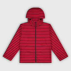 Ветровка с капюшоном женская Красно-розовый яркий полосатый, цвет: 3D-черный
