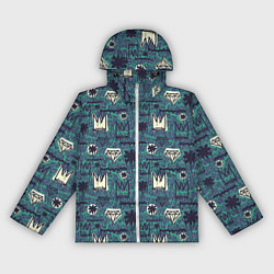 Ветровка с капюшоном женская Граффити корона с бриллиантами, цвет: 3D-белый