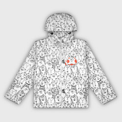 Ветровка с капюшоном женская Румяная киска и серые коты, цвет: 3D-белый