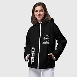 Ветровка с капюшоном женская Opel white logo, цвет: 3D-белый — фото 2