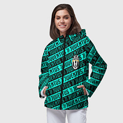 Ветровка с капюшоном женская Juventus pattern logo steel, цвет: 3D-черный — фото 2