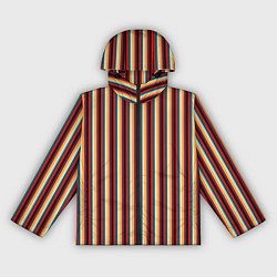 Ветровка с капюшоном женская Жёлтый красный и бирюзовый в сочетании полосы, цвет: 3D-черный