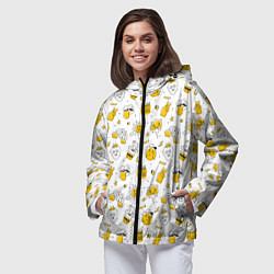 Ветровка с капюшоном женская Хиппи бла бла, цвет: 3D-черный — фото 2