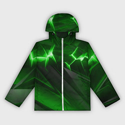 Ветровка с капюшоном женская Яркая зеленая объемная абстракция, цвет: 3D-белый