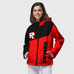 Ветровка с капюшоном женская Roblox geometry red, цвет: 3D-черный — фото 2
