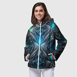 Ветровка с капюшоном женская Темная текстура со свечением, цвет: 3D-белый — фото 2