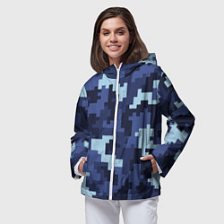 Ветровка с капюшоном женская Пиксельный камуфляж текстура, цвет: 3D-белый — фото 2