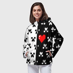 Ветровка с капюшоном женская Minecraft pattern love, цвет: 3D-черный — фото 2