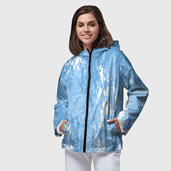 Ветровка с капюшоном женская Абстракция волн прибоя, цвет: 3D-черный — фото 2