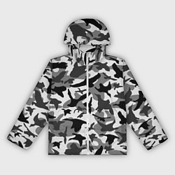 Ветровка с капюшоном женская Камуфляж птицы чёрный, цвет: 3D-белый