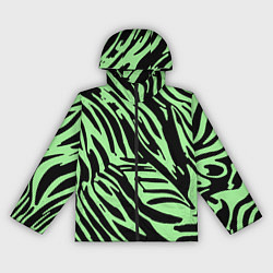 Ветровка с капюшоном женская Чёрно-зелёный полосками, цвет: 3D-черный