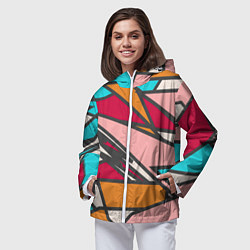 Ветровка с капюшоном женская Забавная геометрия, цвет: 3D-белый — фото 2