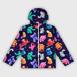 Ветровка с капюшоном женская Животные из воздушных шариков, цвет: 3D-белый