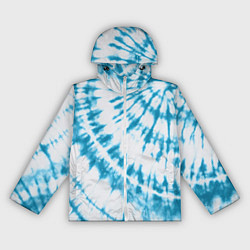 Ветровка с капюшоном женская Тай-дай бело-синий, цвет: 3D-белый