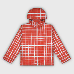 Ветровка с капюшоном женская Светлая клетка на красном, цвет: 3D-белый