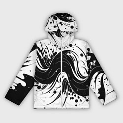 Ветровка с капюшоном женская Чёрно-белая абстракция нейросеть, цвет: 3D-белый