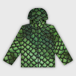 Ветровка с капюшоном женская Зеленые чешуйки, цвет: 3D-черный