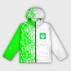 Ветровка с капюшоном женская Xbox кислотные зеленые краски, цвет: 3D-черный