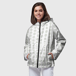 Ветровка с капюшоном женская Пятнистые оптические круги - абстрактная иллюзия, цвет: 3D-черный — фото 2