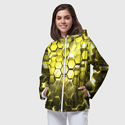 Ветровка с капюшоном женская Золотые соты, цвет: 3D-белый — фото 2