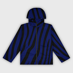 Ветровка с капюшоном женская Тёмный чёрно-синий с полосами, цвет: 3D-черный