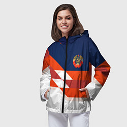 Ветровка с капюшоном женская СССР спорт геометрия, цвет: 3D-черный — фото 2