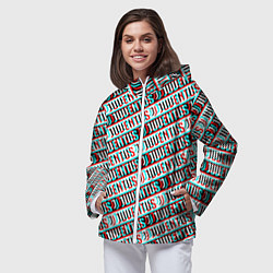 Ветровка с капюшоном женская Ювентус глитч паттерн, цвет: 3D-белый — фото 2