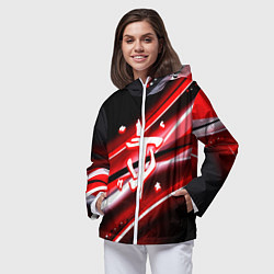 Ветровка с капюшоном женская Doom logo geometry, цвет: 3D-белый — фото 2