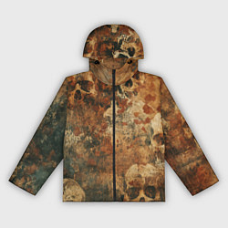 Ветровка с капюшоном женская Грязный гранж с черепами, цвет: 3D-черный