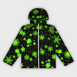 Ветровка с капюшоном женская Кислотные снежинки текстура, цвет: 3D-белый